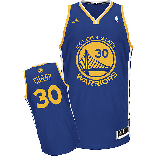  NBA Golden State Warriors 30 Stephen Curry New Revolution 30 Swingman Road Blue Jersey
